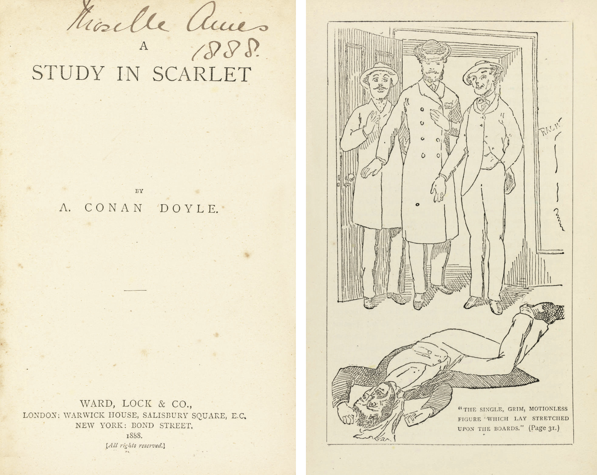 Doyle Arthur Conan 1859 1930 A Study In Scarlet London Ward Lock Co 18 Crown