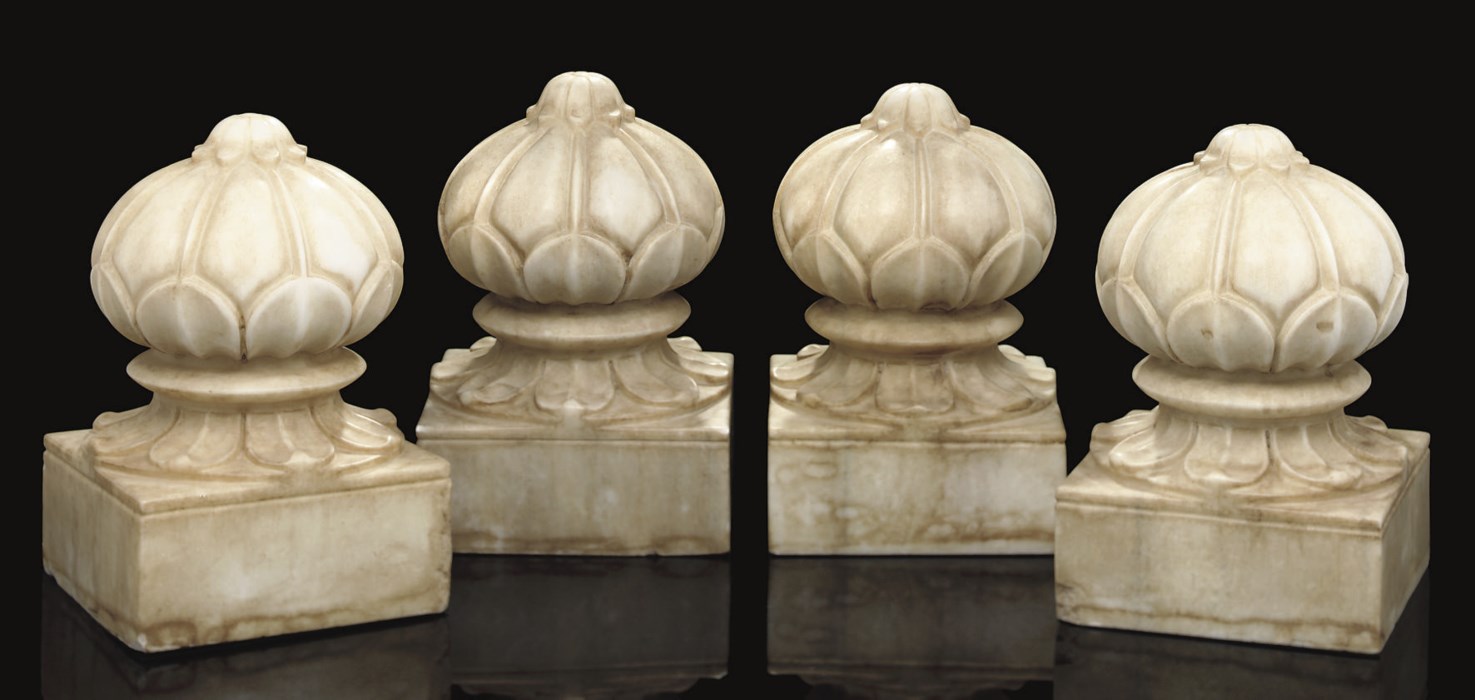 FOUR MARBLE CARPET WEIGHTS, INDIA, 20TH CENTURY