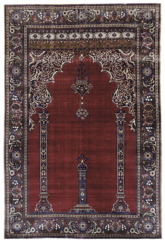 A very fine silk Tabriz prayer rug Christie's