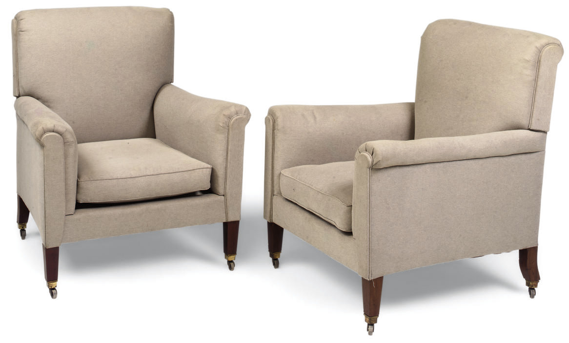 A PAIR OF FRENCH EASY ARMCHAIRS