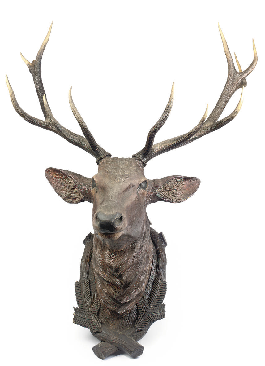 AN AUSTRIAN CARVED WOOD DEER HEAD TROPHY , CIRCA 1880 Christie's