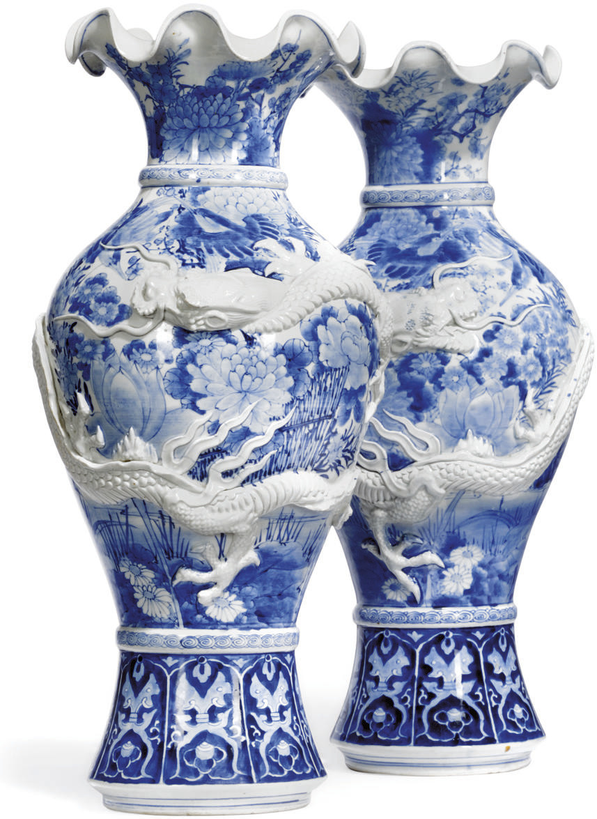 a pair of blue and white japanese detailsx