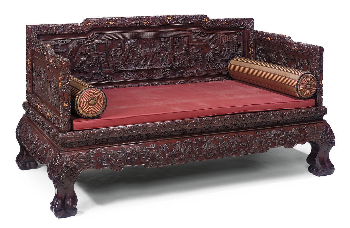 A CHINESE HARDWOOD DAYBED