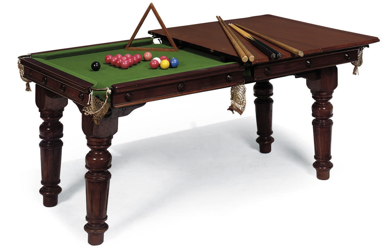 A MAHOGANY COMBINED BILLIARD AND DINING TABLE