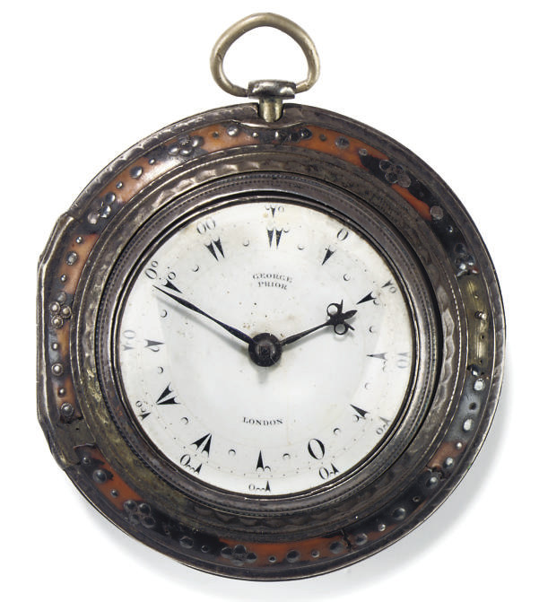 A IV silver and tortoiseshell pair cased pocket watch for the