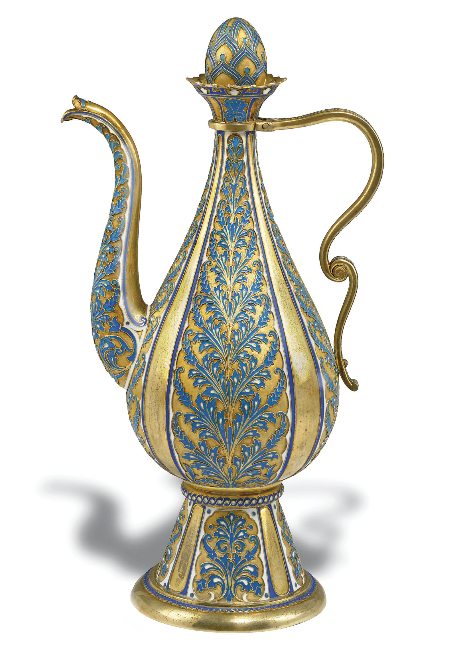 A RUSSIAN SILVERGILT AND CLOISSONÉ ENAMEL COFFEE POT , MARK OF ANTIP