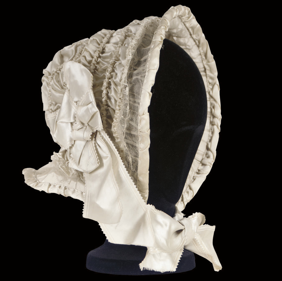 A WHITE SATIN WITH BLONDE LACE TRIM , 1840S Christie's