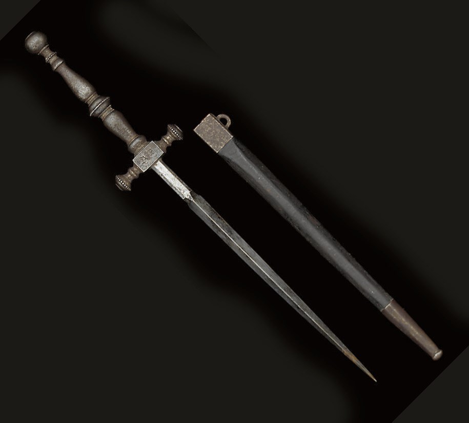 AN UNUSUAL ENGLISH STILETTO IN THE ITALIAN 17TH CENTURY MANNER