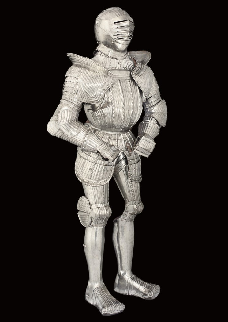 A GERMAN FLUTED FULL ARMOUR IN THE STYLE OF CIRCA 1525-30, 19TH CENTURY ...