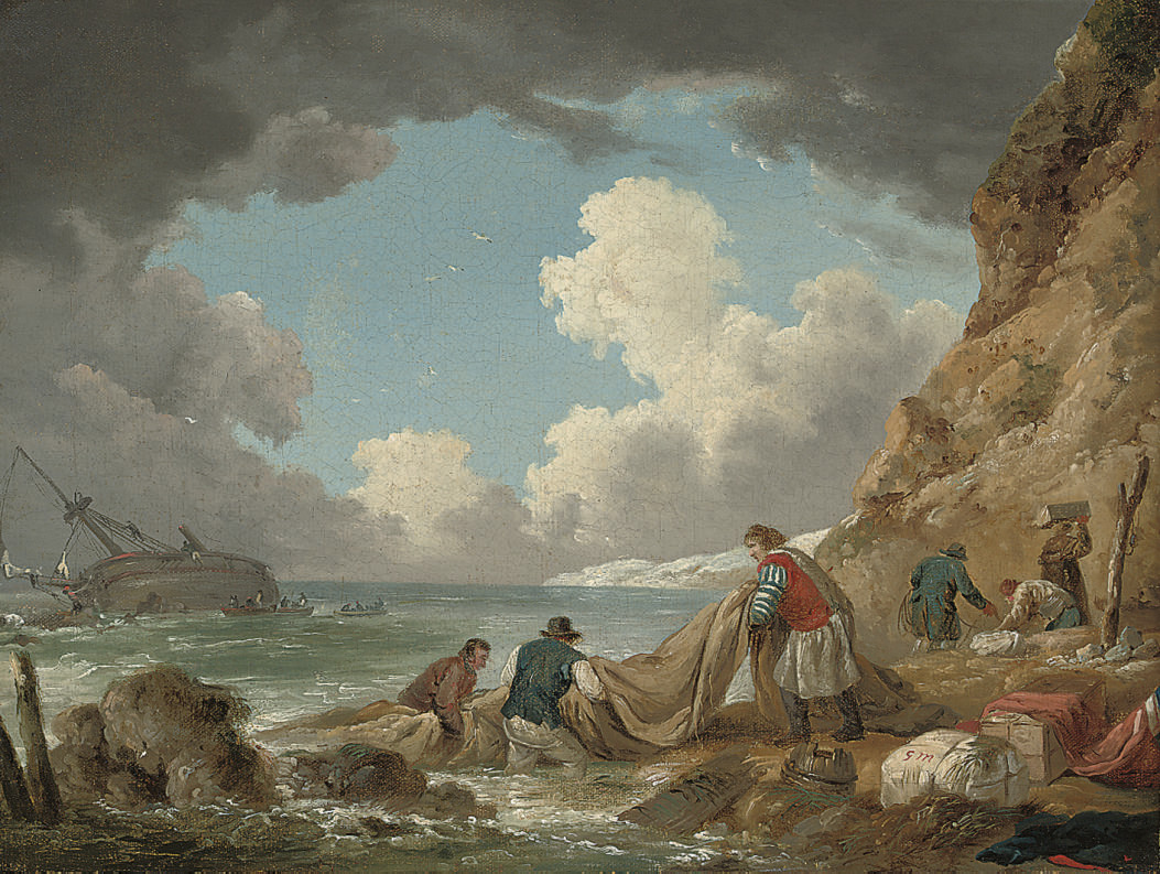 Morland (London 17631804) , A coastal inlet with a ship wreck
