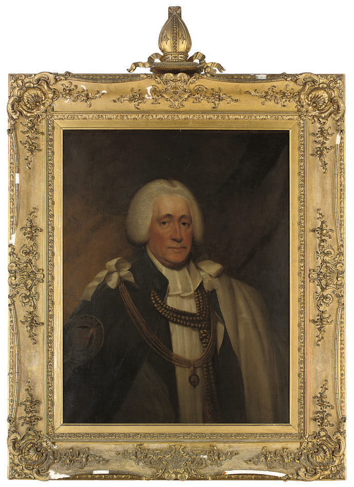 Portrait of the Hon. Brownlow North, Bishop of Winchester and Prelate of the Order of the Garter (1741-1820), half-length, in garter robes
