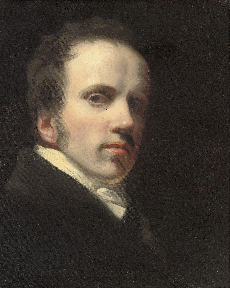 A self-portrait of John Opie, bust-length, in a black coat 
