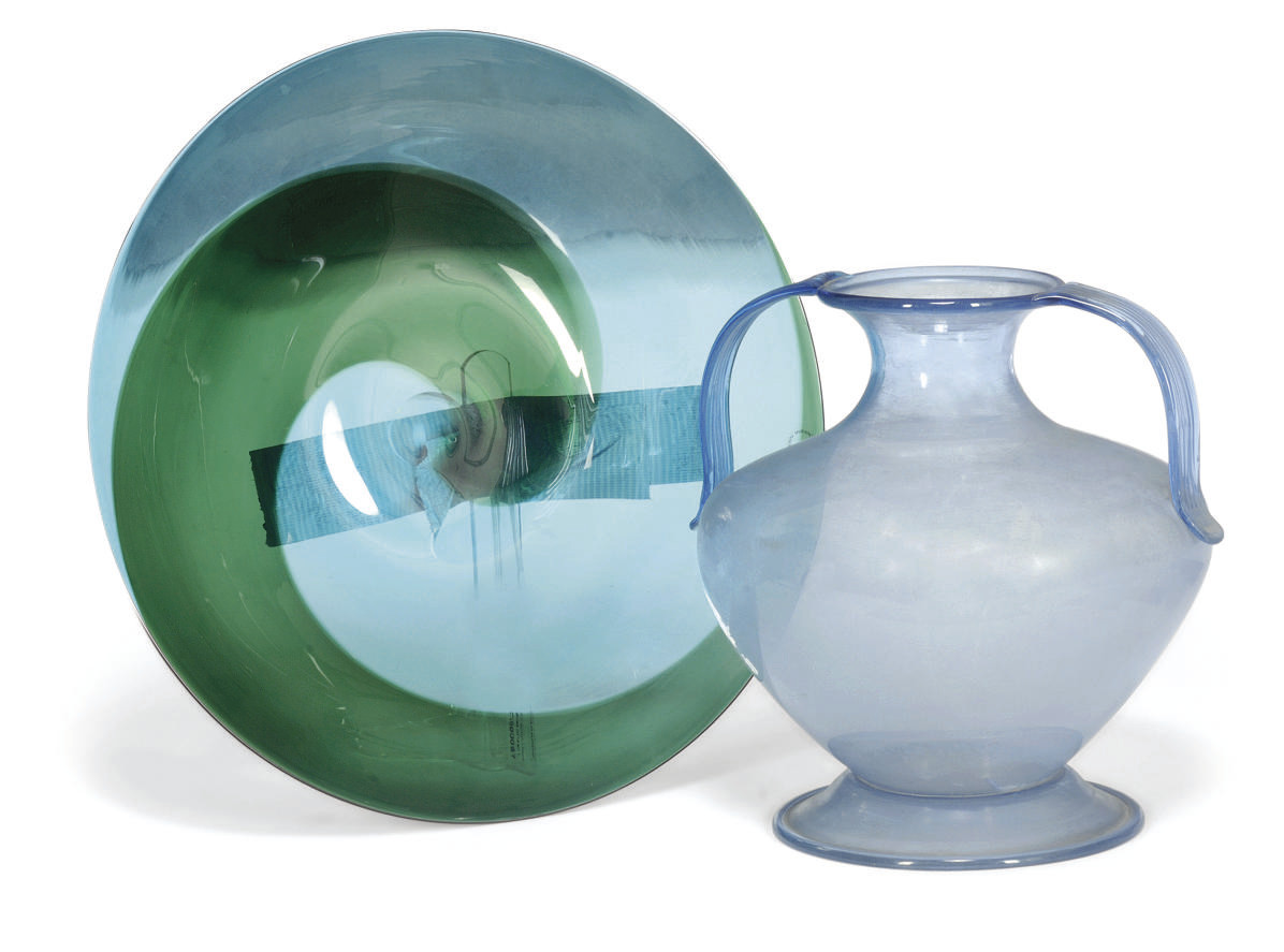 A Venini glass dish and a glass vase , LATE 19TH/EARLY 20TH