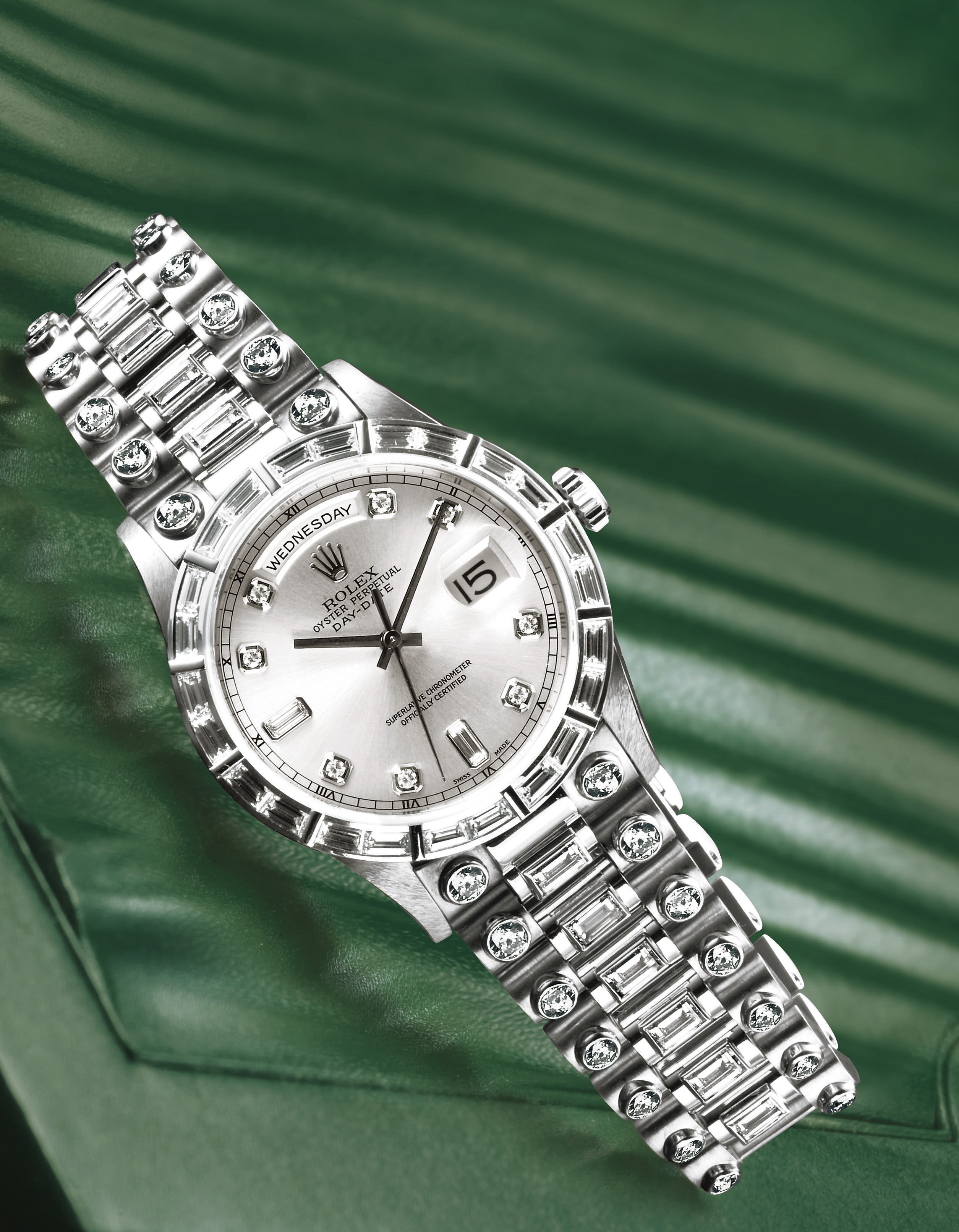 ROLEX, "DAYDATE" REF. 18366 PLATINUM AUTOMATIC BRACELET WATCH WITH DAY