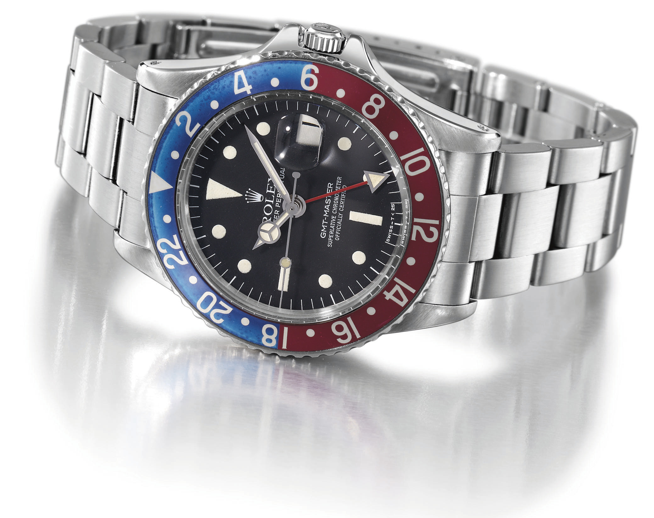 Rolex. A rare and unusual stainless steel self-winding water-resistant dual time wristwatch with 