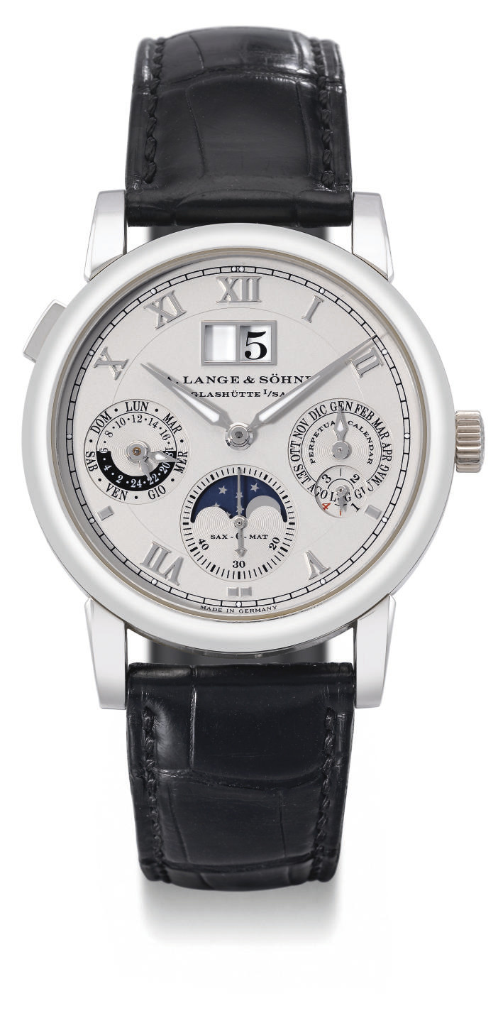 A Lange Sohne A Very Fine And Rare Platinum Automatic Perpetual Calendar Wristwatch With Moon