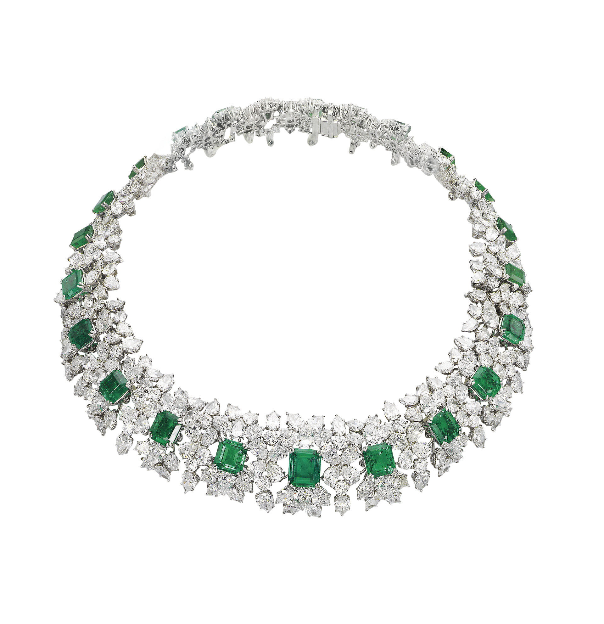 AN IMPORTANT EMERALD AND DIAMOND NECKLACE BRACELETS, BY HARRY WINSTON