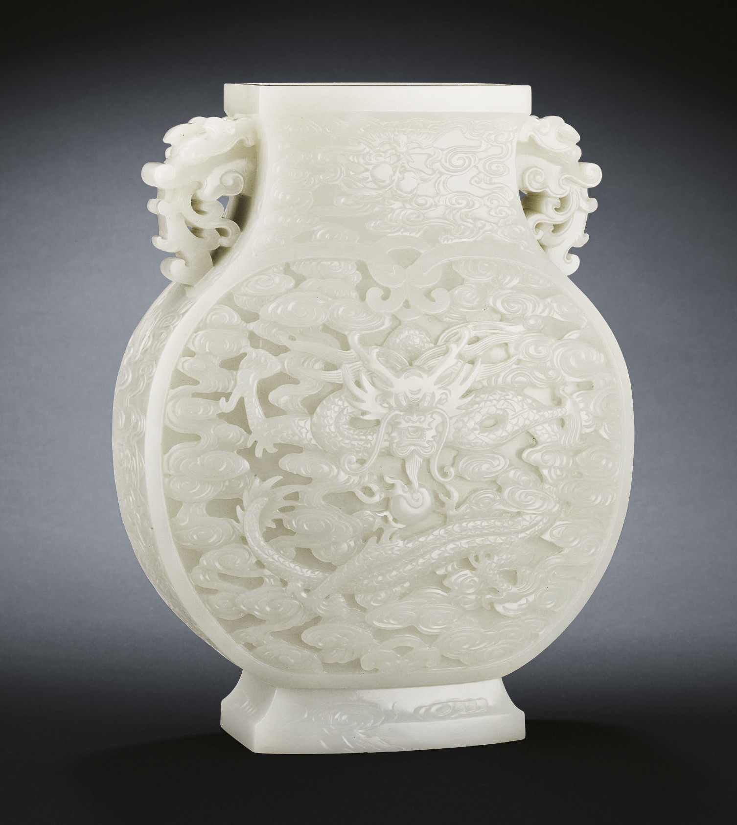 AN IMPERIAL WHITE JADE 'DRAGON' VASE Christie's