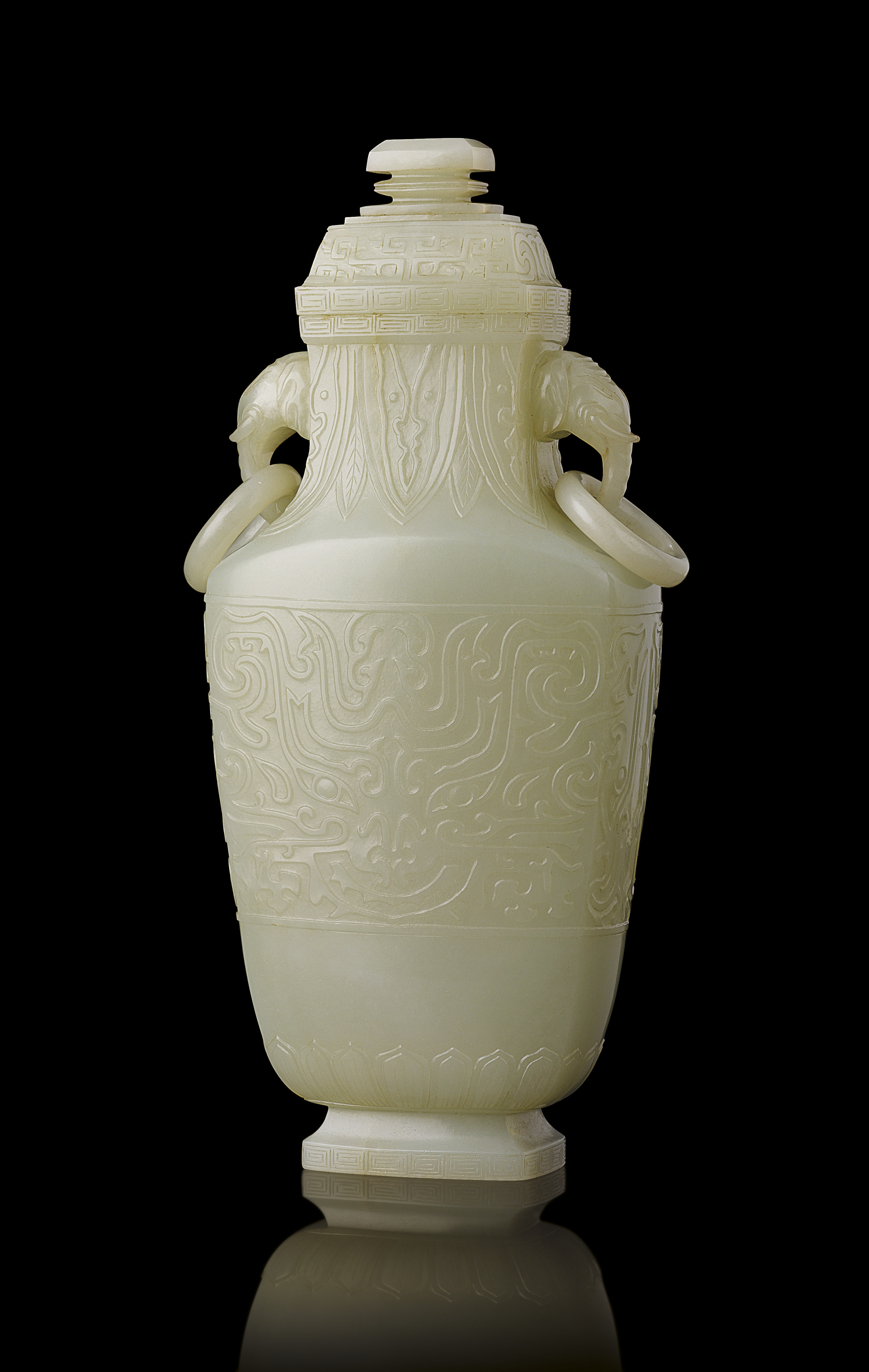 A WHITE JADE VASE AND COVER Christie's