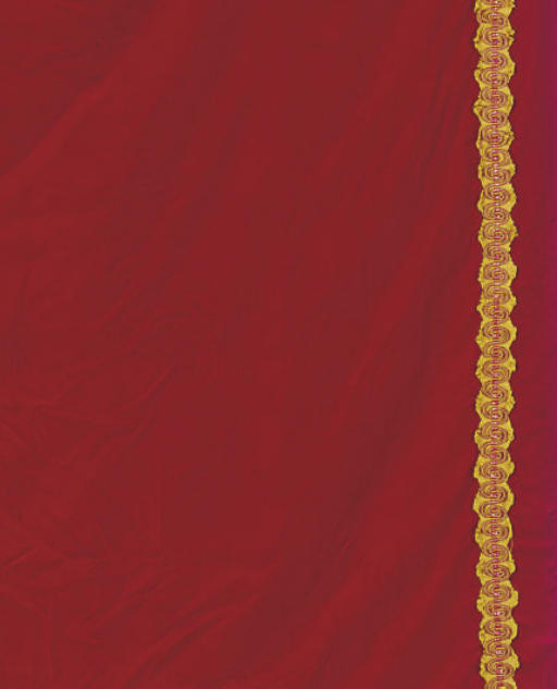 A SELECTION OF RED VELVET AND GOLD CURTAINS,
