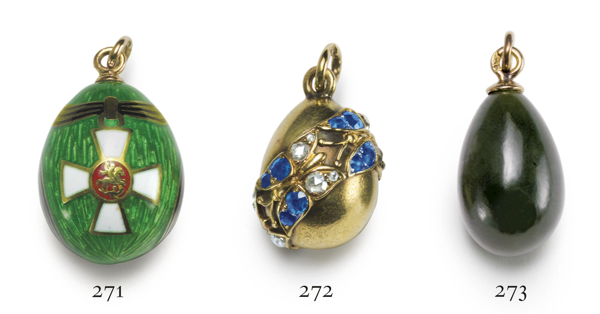 A Jeweled Gold Miniature Egg Pendant , BY FABERGÉ, WORKMASTER'S MARK OF