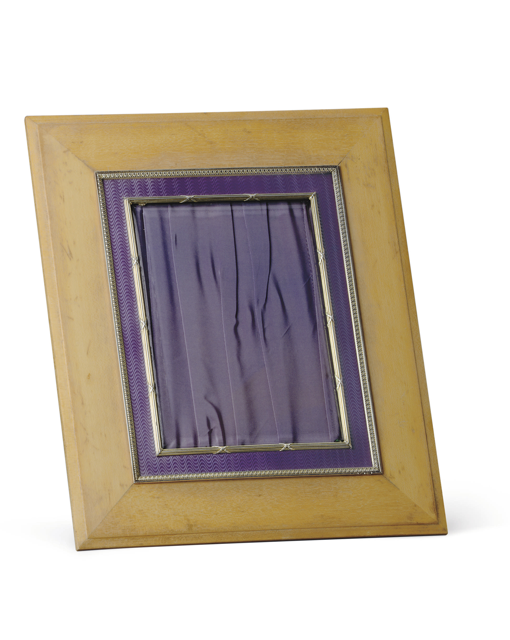 A SilverMounted Guilloché Enamel Wood Photograph Frame