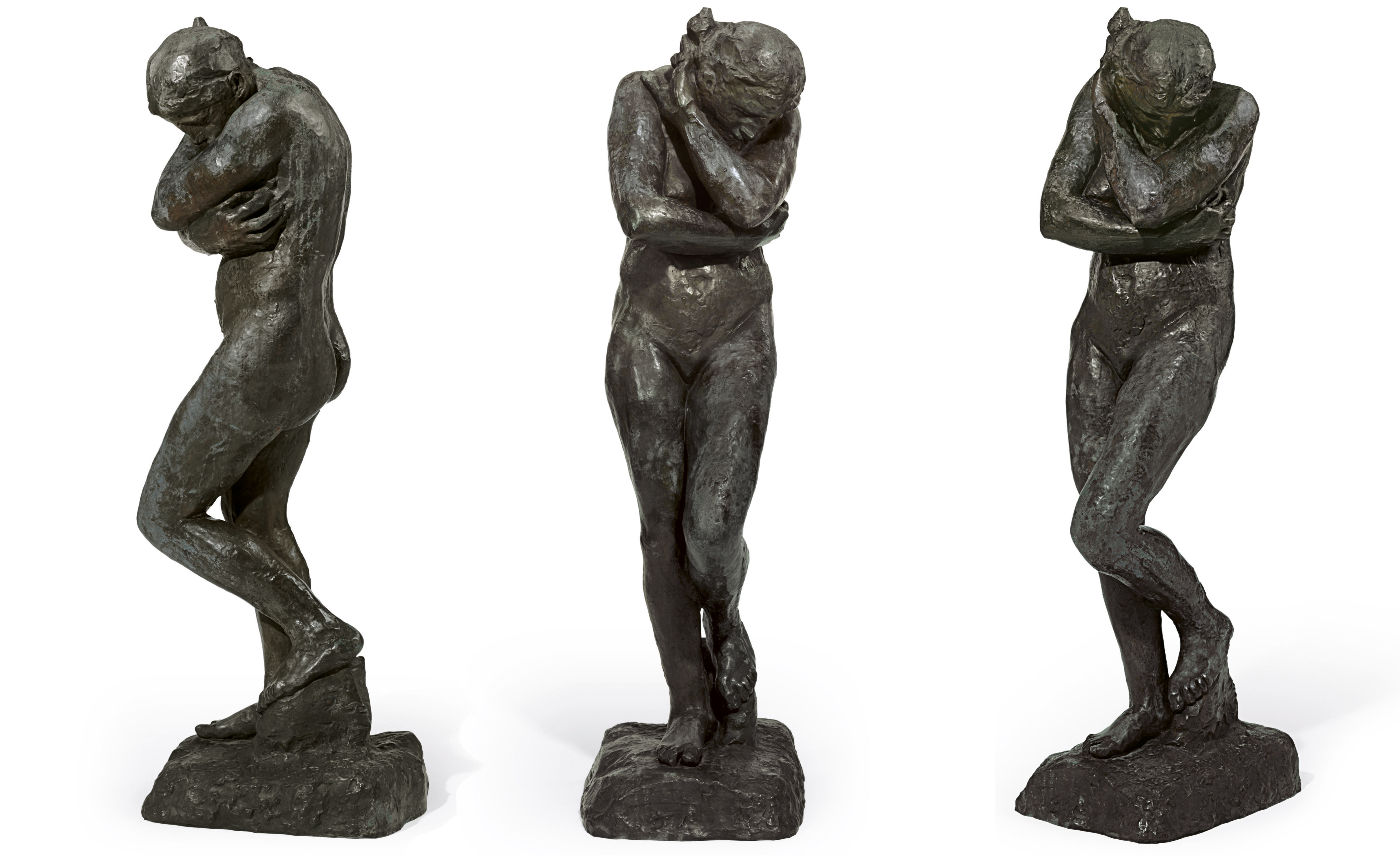 Auguste Rodin (1840-1917), Eve, grand mod&egrave;le-version sans rocher, conceived in 1881. Bronze with brown patina. Height: 68⅛ in (173 cm). Cast in 1897 by Fran&ccedil;ois Rudier. Sold for $18,969,000 on 6 May 2008 at Christie&rsquo;s in New York
