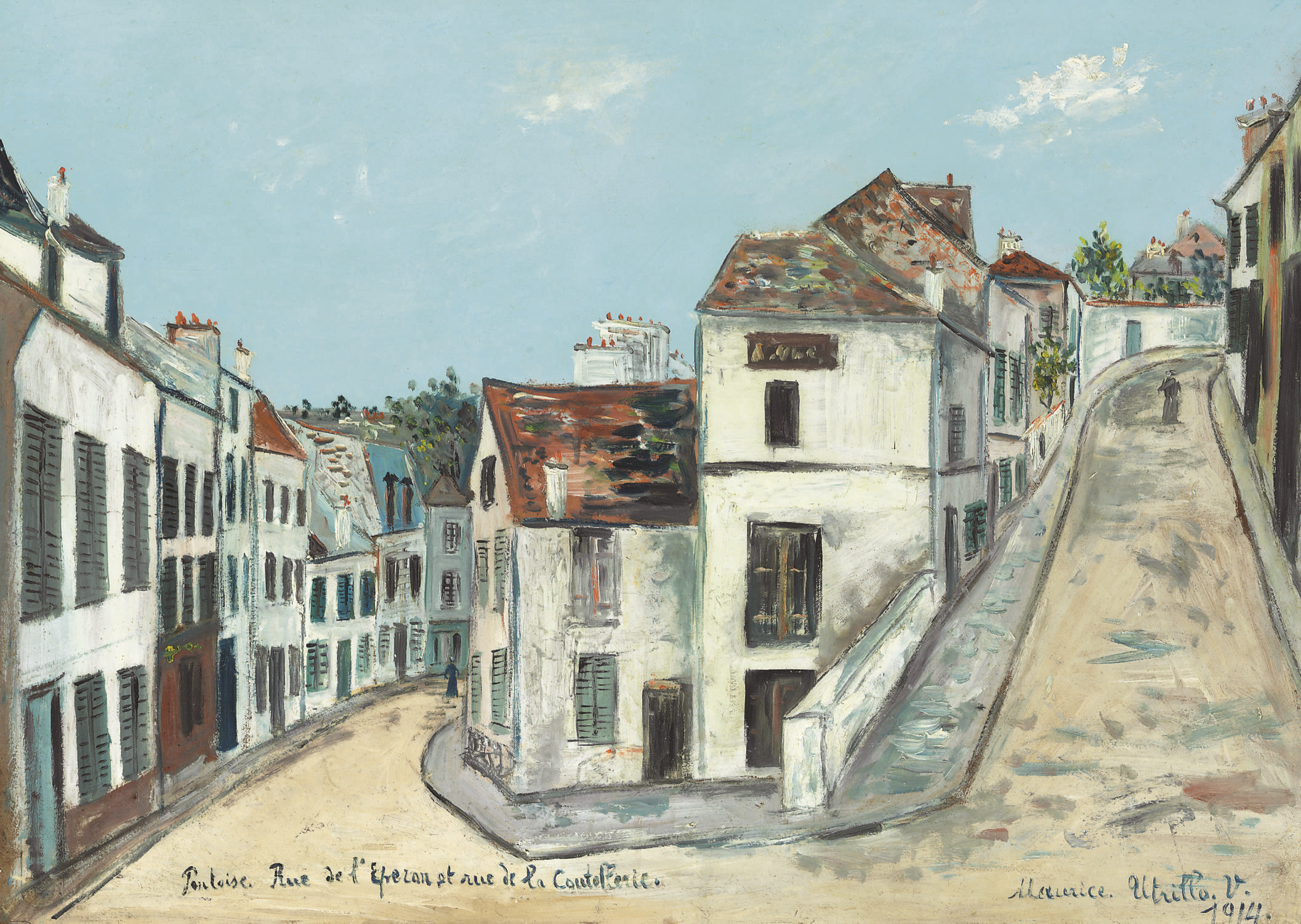 Maurice Utrillo (1883-1955) , Pontoise. Rue de l'Eperon et rue de