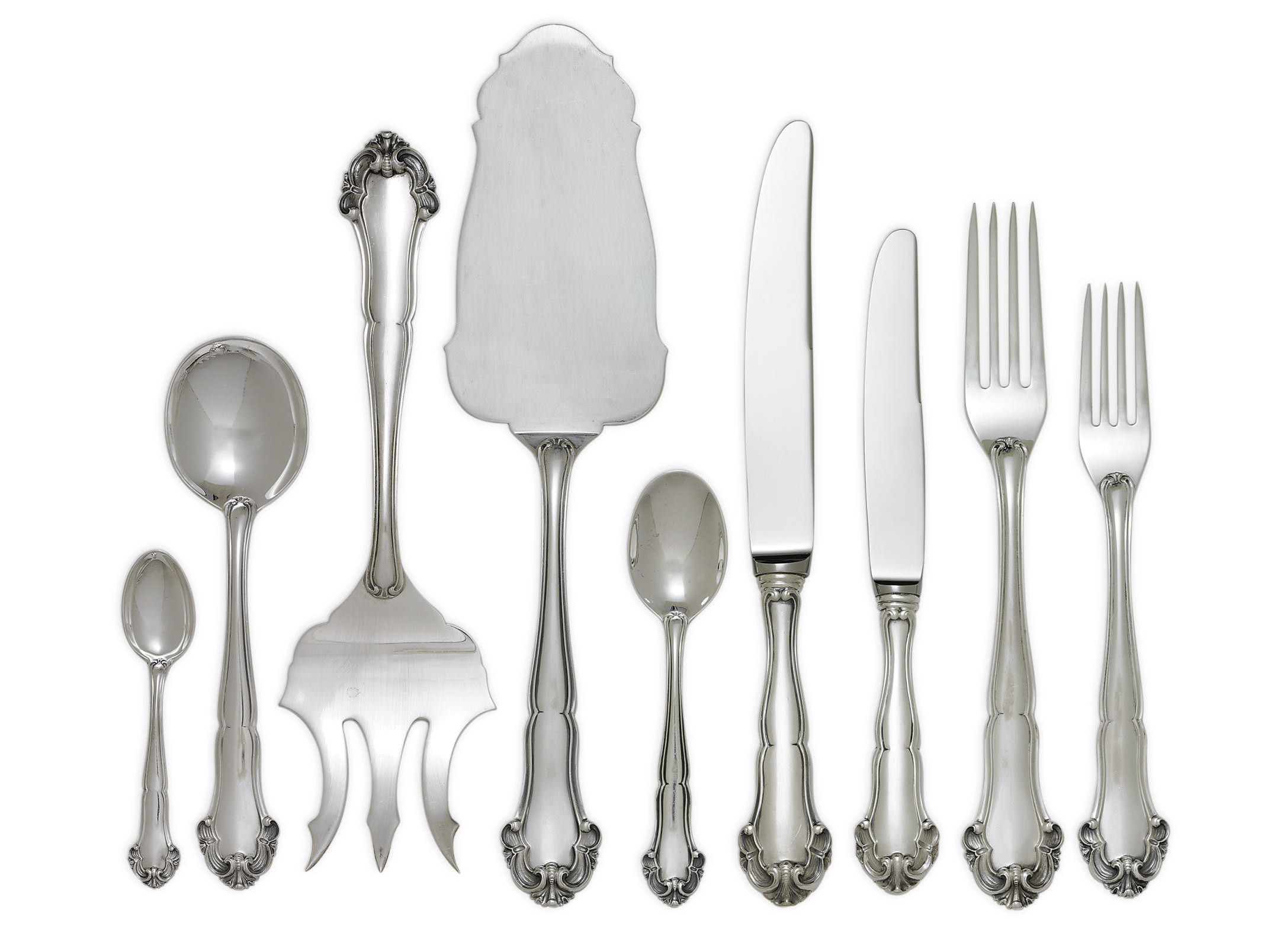 AN ITALIAN SILVER FLATWARE SERVICE , MARK OF BUCCELLATI, MILAN, 20TH