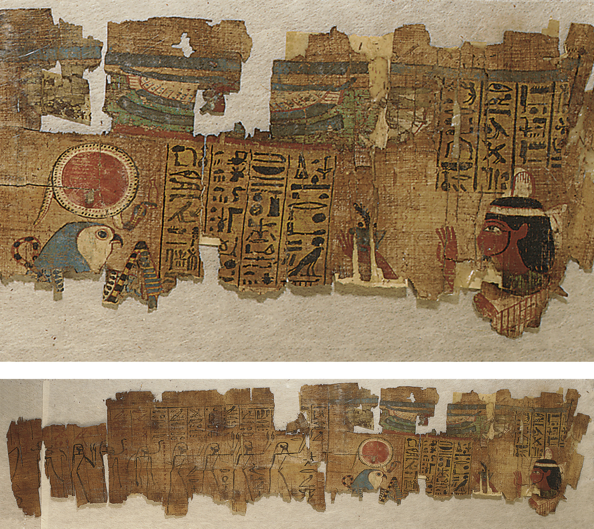 AN EGYPTIAN PAINTED PAPYRUS FRAGMENT , THIRD INTERMEDIATE PERIOD