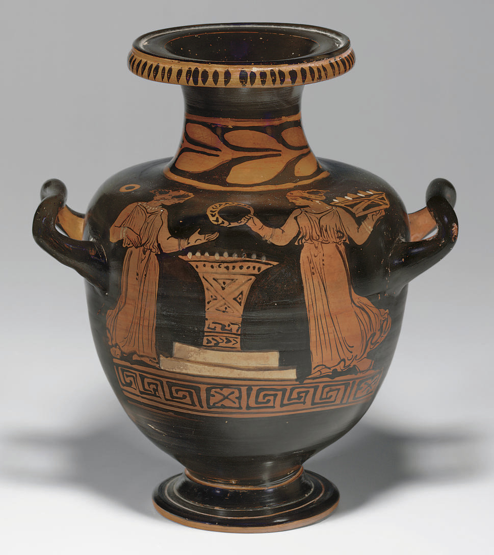 AN APULIAN REDFIGURED HYDRIA , ATTRIBUTED TO THE PAINTER OF BOLOGNA