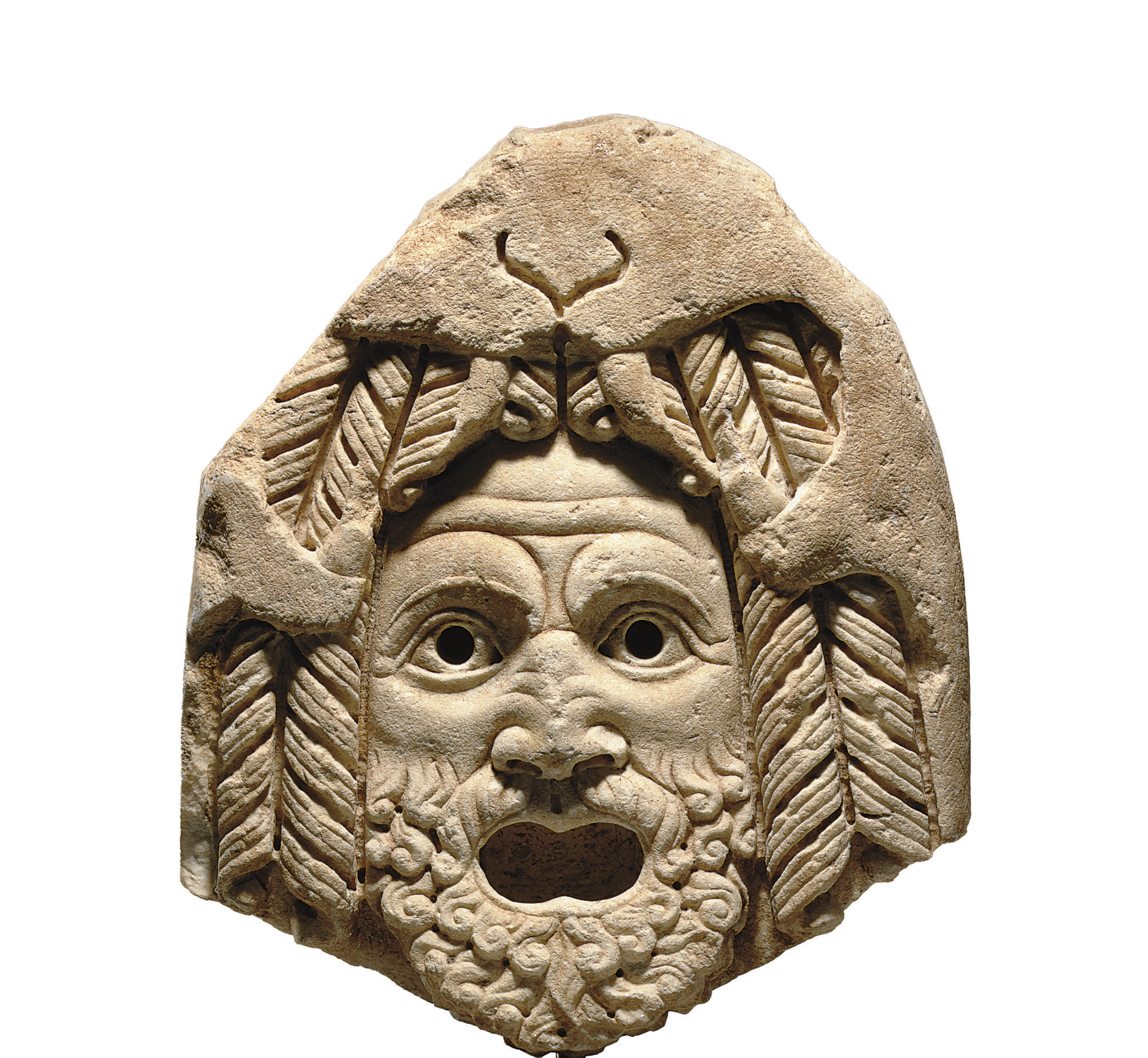 A ROMAN MARBLE TRAGIC THEATER MASK OF HERCULES , CIRCA 1ST CENTURY A.D