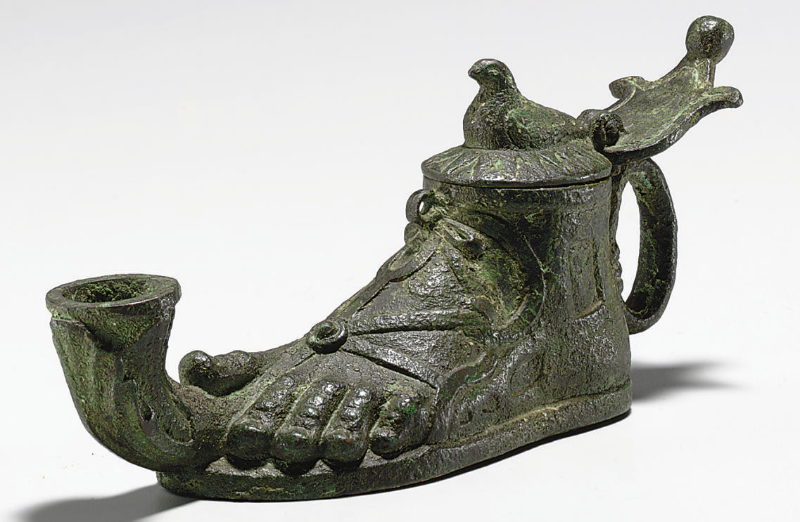 A Roman Bronze Oil Lamp