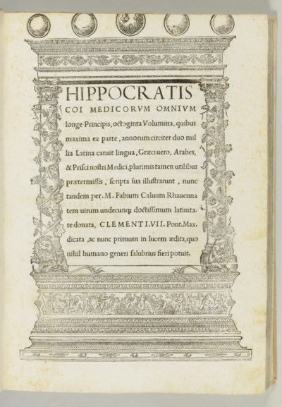 HIPPOCRATES (460-ca-370 B.C.). Octoginta volumina. The Hippocratic