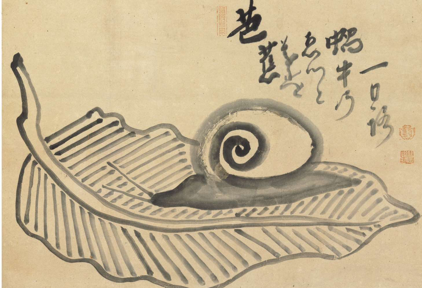 Hakuin Ekaku (16851768) , Snail on plantain leaf Christie's