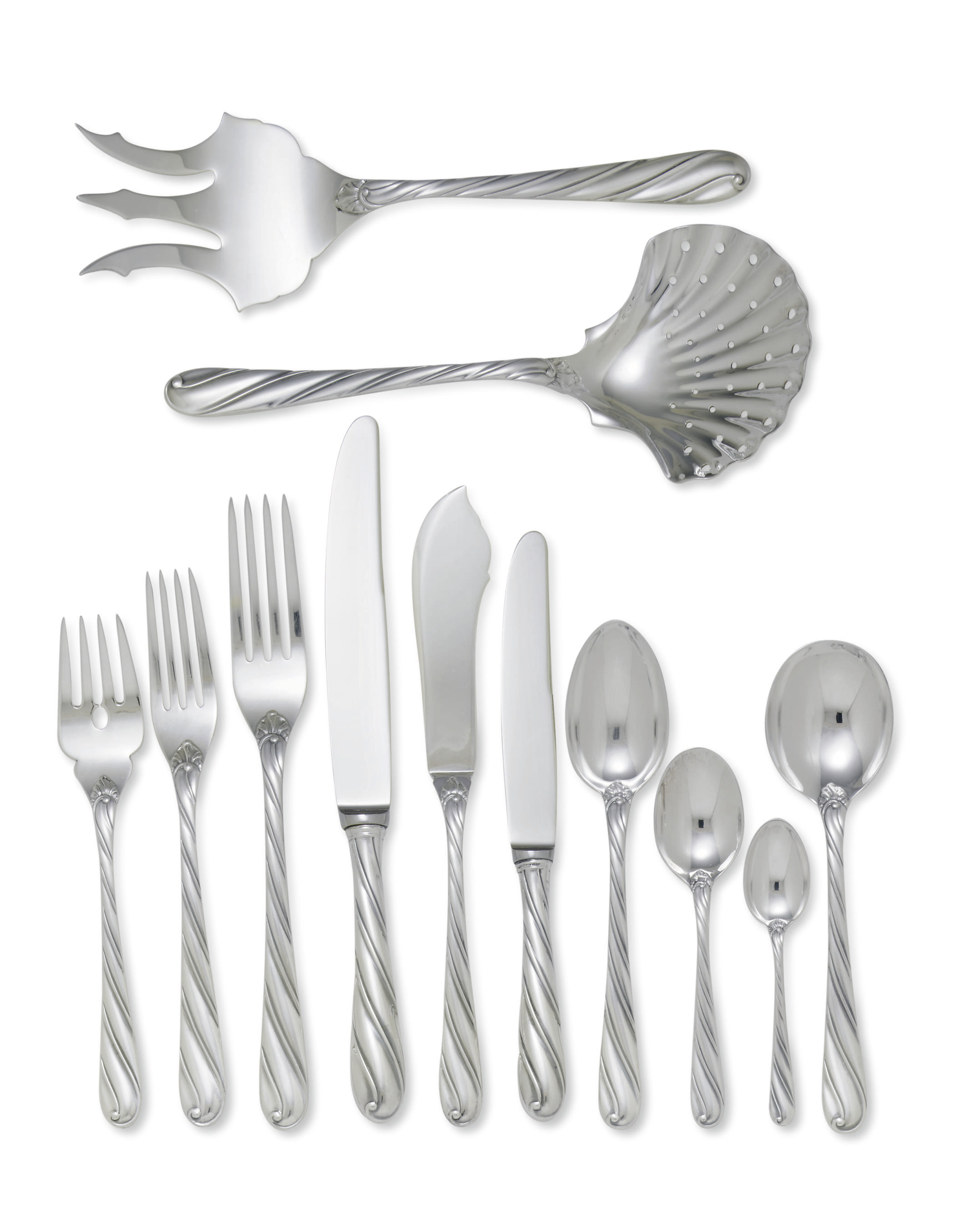AN ITALIAN SILVER FLATWARE SERVICE , MARK OF BUCCELLATI, MILAN, 20TH