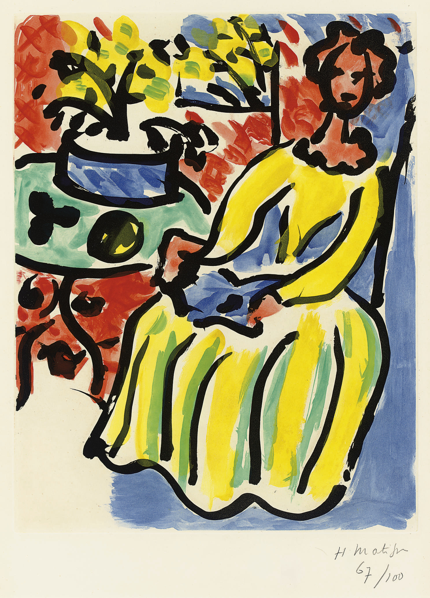 Marie-José en robe jaune (D. 817) 
