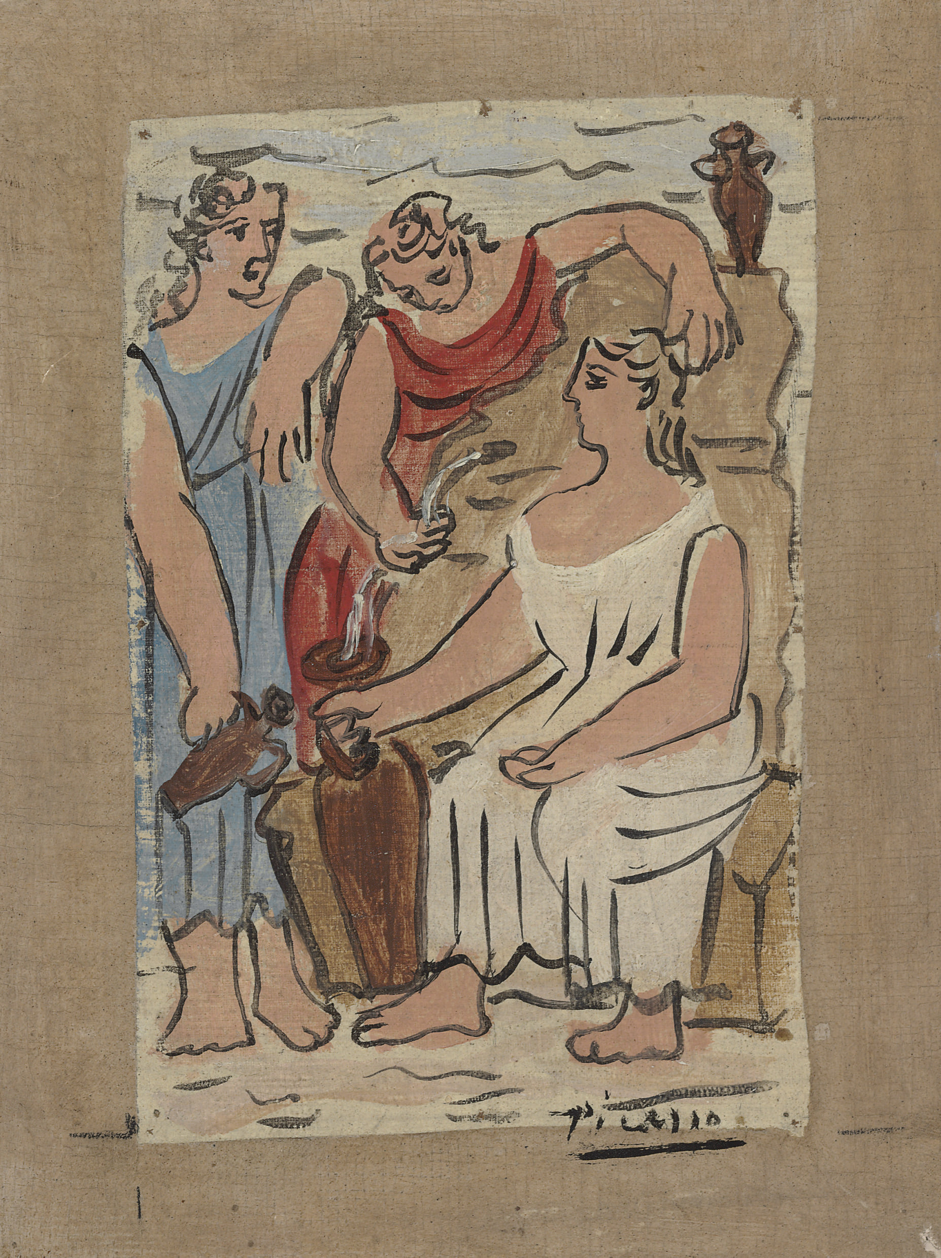1art1 Egon Schiele Leinwandbild – „Sitzende In Unterwäsche Rückenansicht“, 80x60 Cm, Auf Keilrahmen