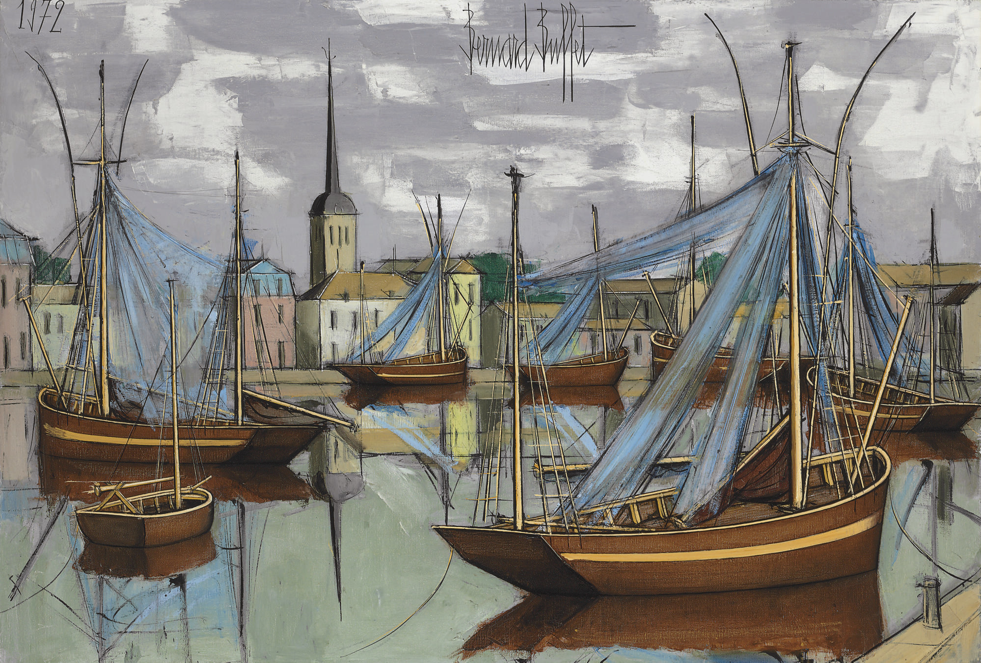 Bernard Buffet (1928-1999) , Les Sables d'Olonne, langoustiers et