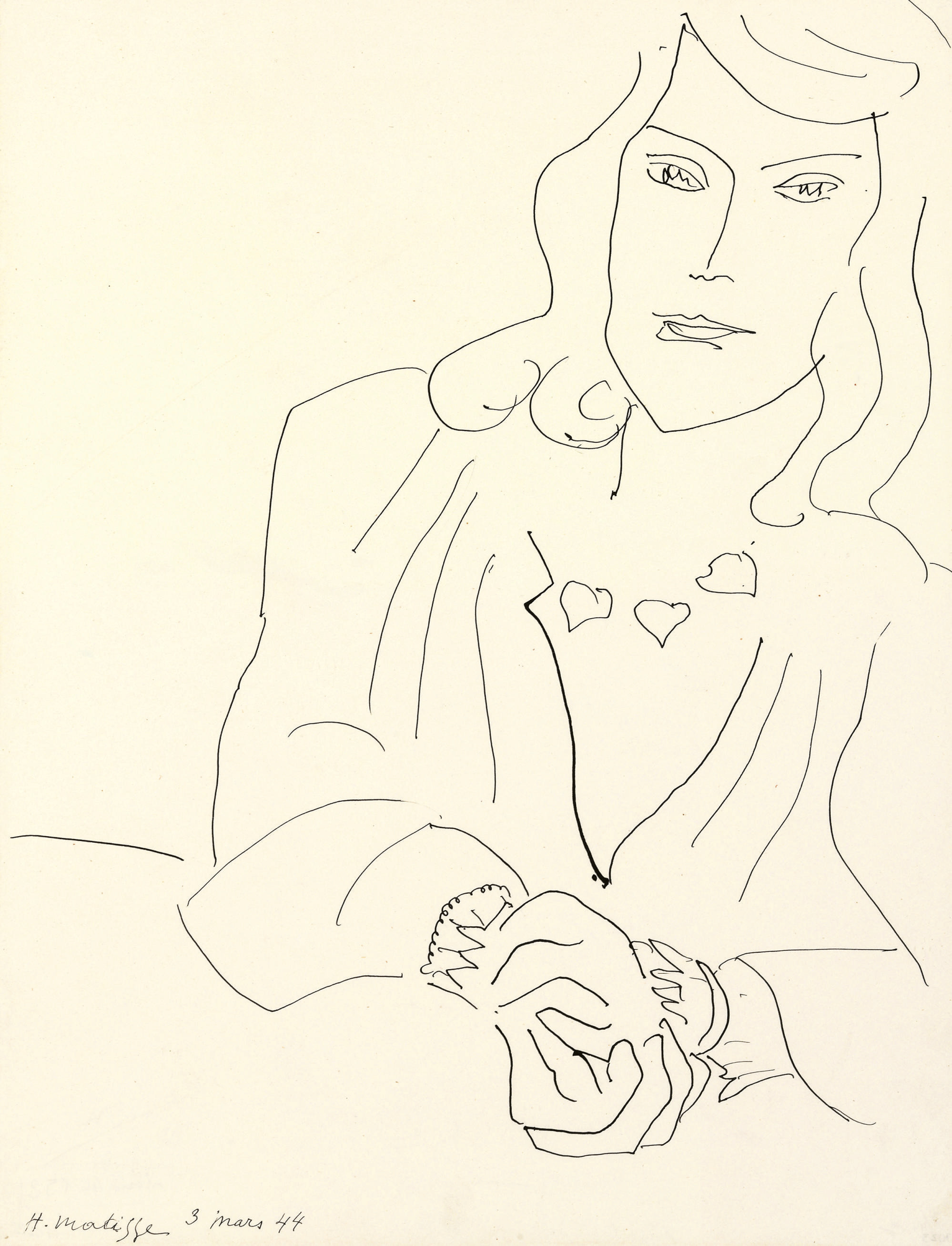 Tête de femme avec collier 
