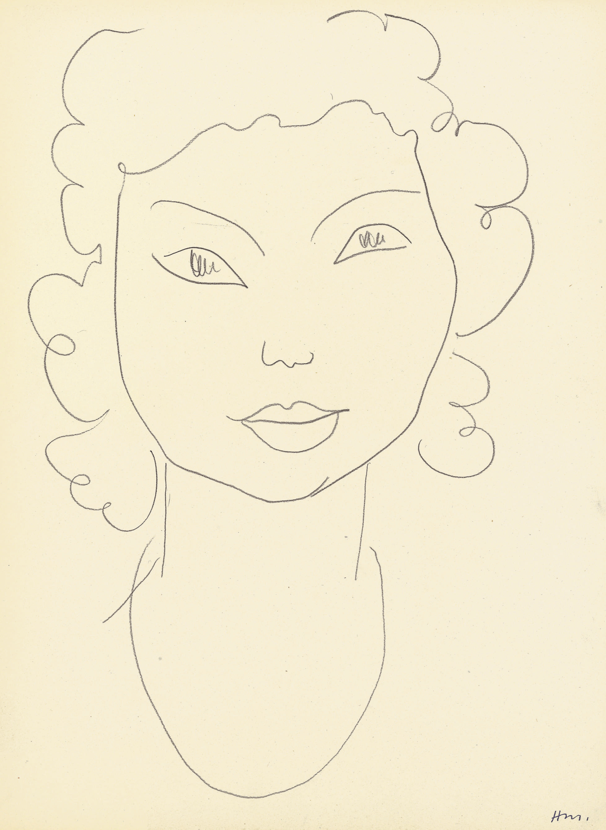 Tête, cheveux boucles 
