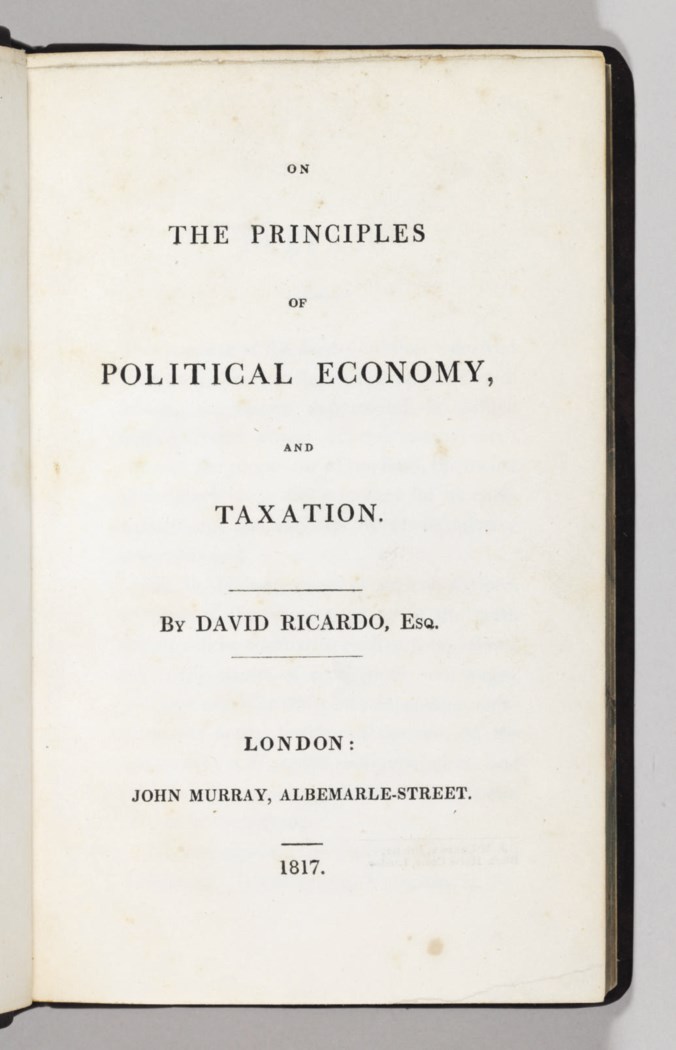 RICARDO, David (1772-1823). On the Principles of Political Economy and ...