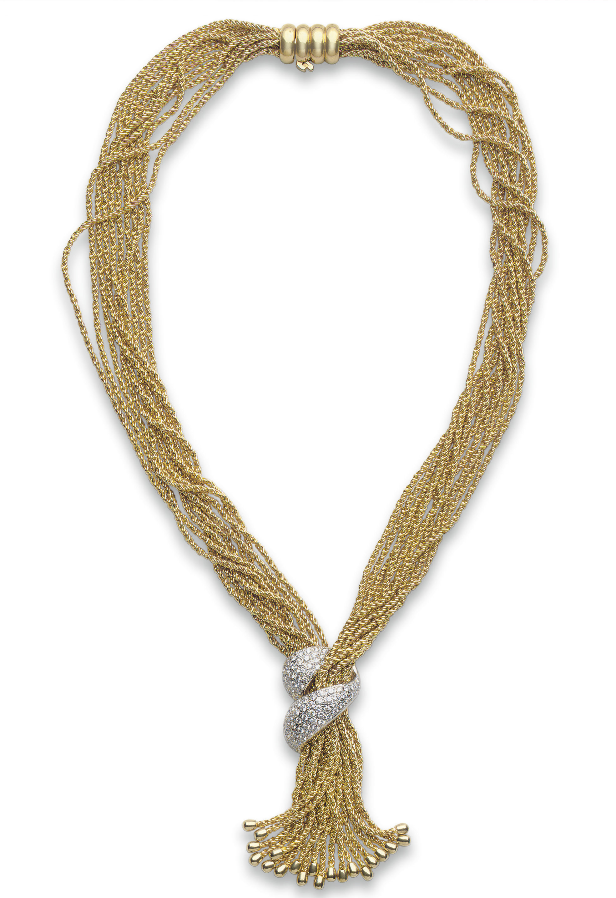 A GOLD AND DIAMOND TASSEL NECKLACE, BY TIFFANY & CO.