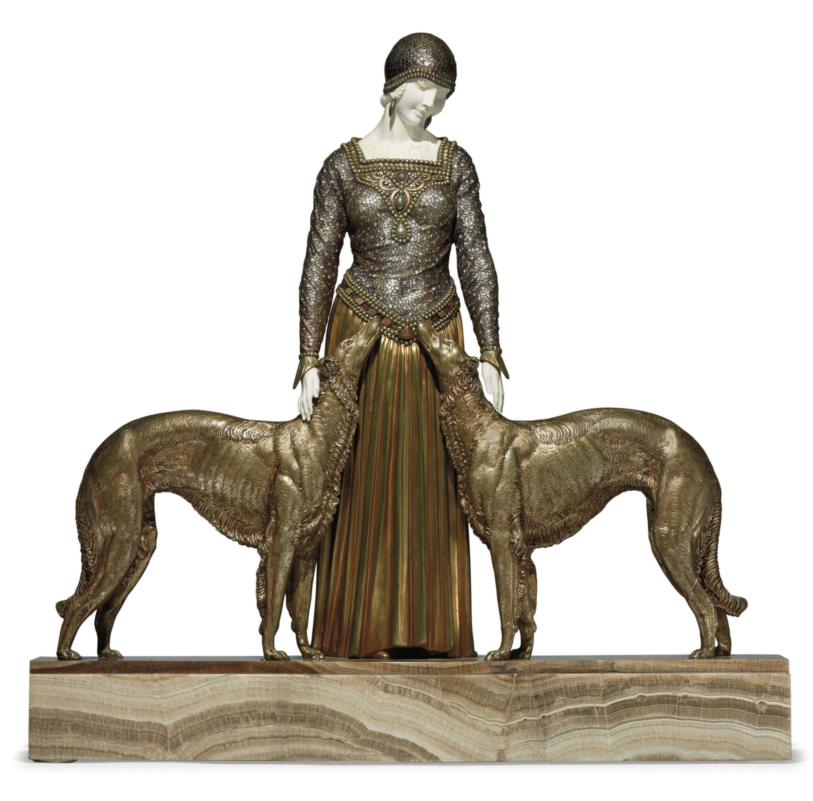 DEMETRE H. CHIPARUS (1886-1947) , 'FOOTSTEPS' A PATINATED BRONZE