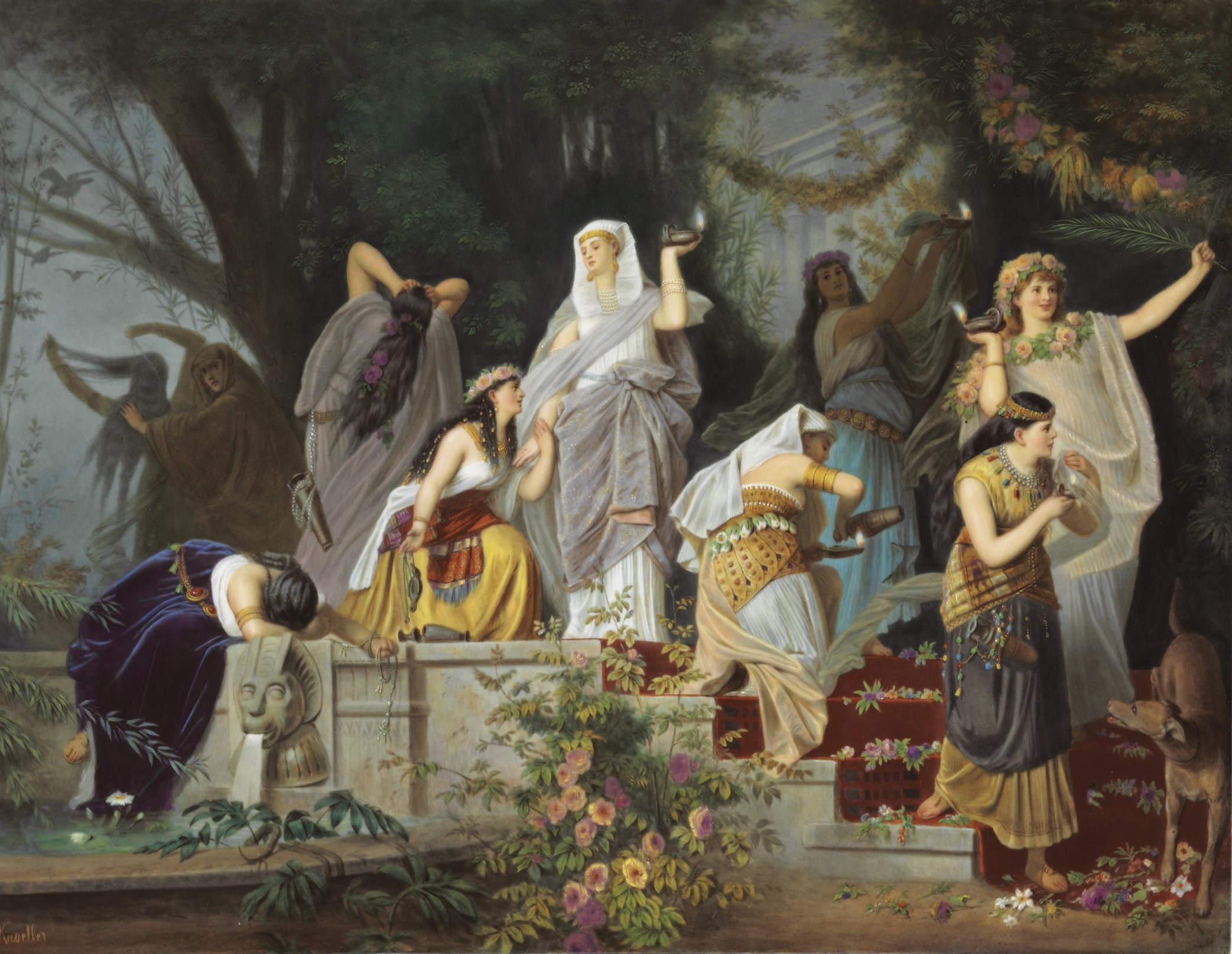 A BERLIN (K.P.M.) RECTANGULAR PLAQUE, LES VIERGES SAGES ET LES VIERGES