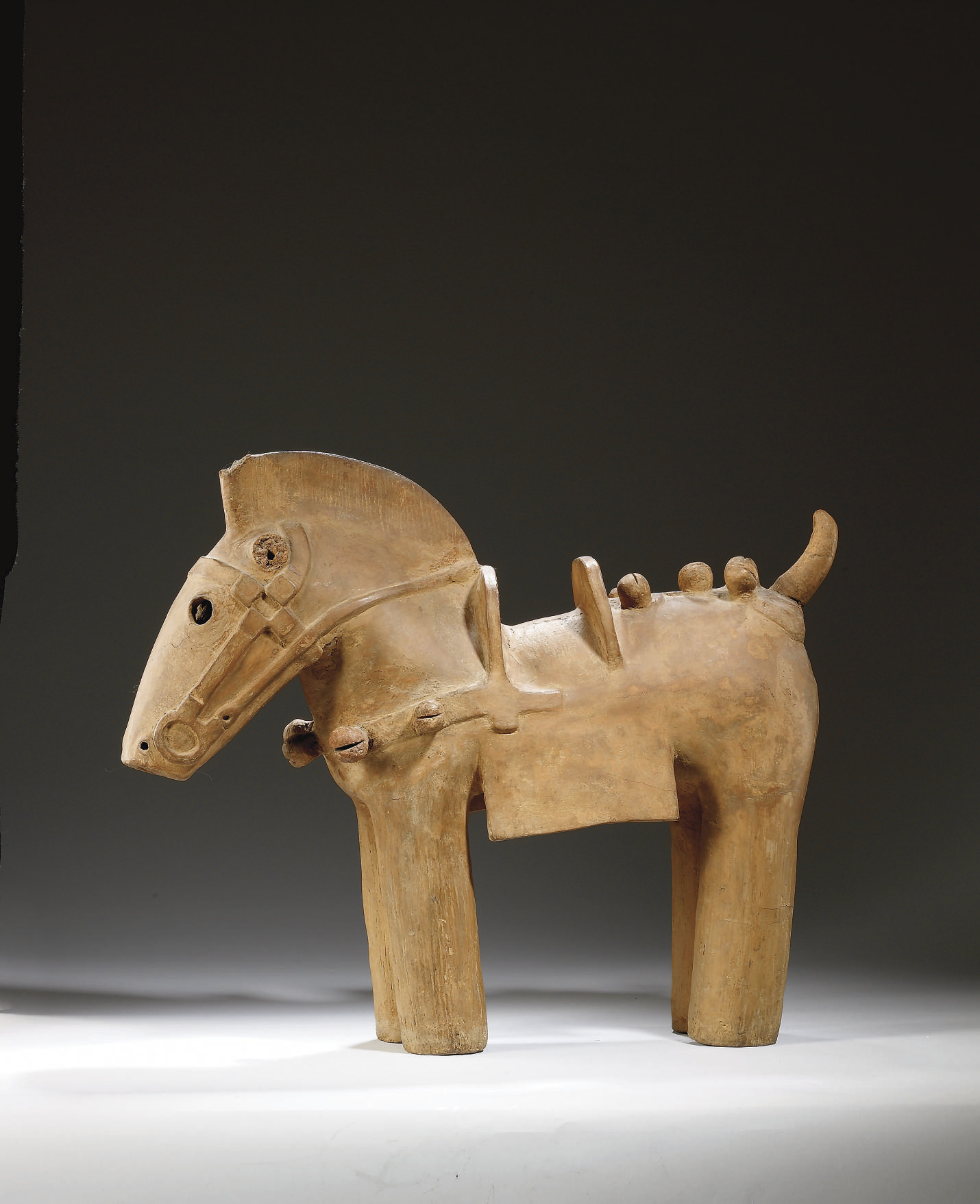 Grand Cheval En Terre Cuite Signé Jaru, 1974 – Sculpture Postmoderne Vintage, 41 Cm