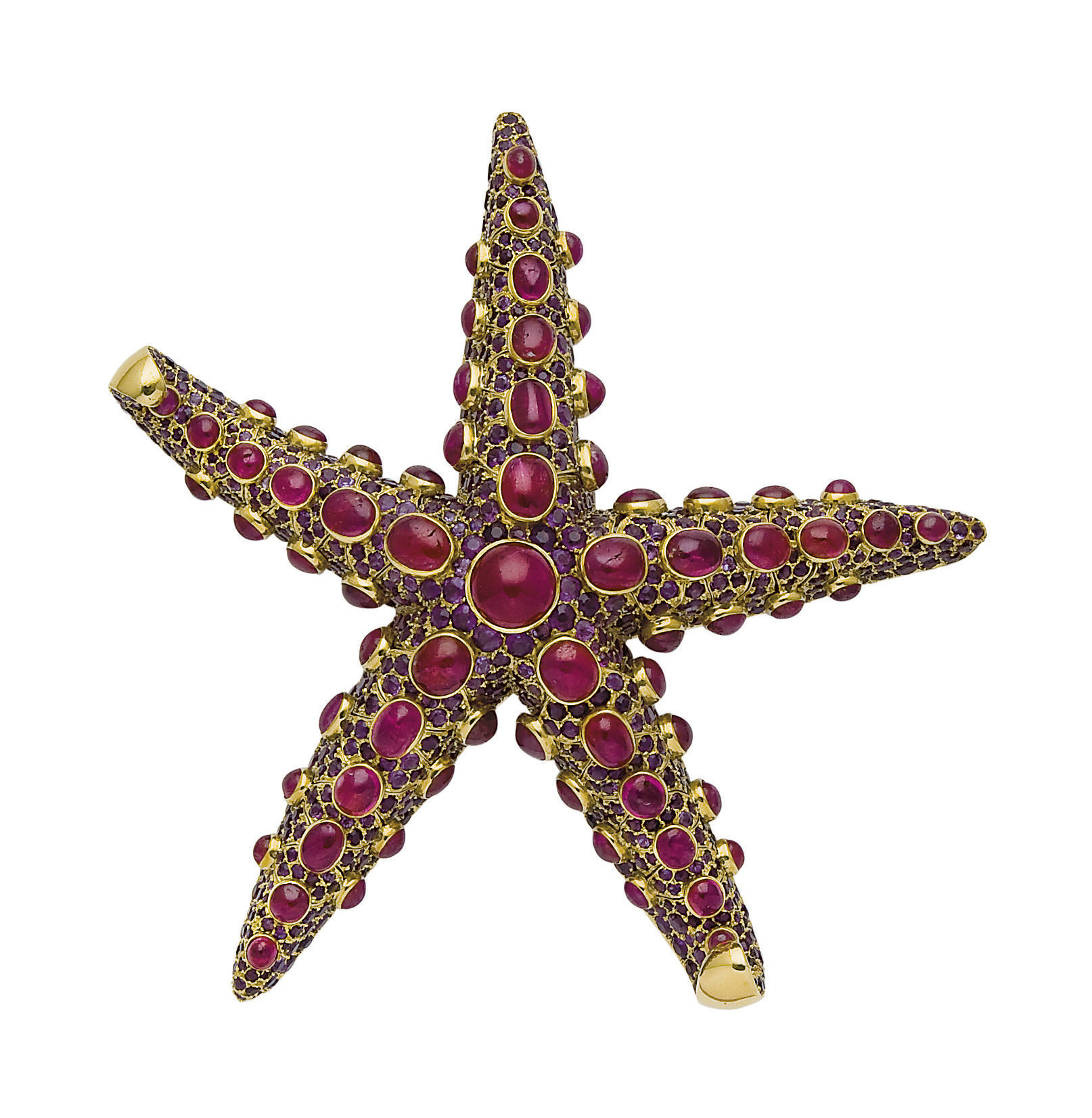 A ruby, amethyst and gold starfish brooch by Ren&eacute; Boivin. Sold for &euro;210,500 on 24 September 2008 at Christie&rsquo;s in Paris