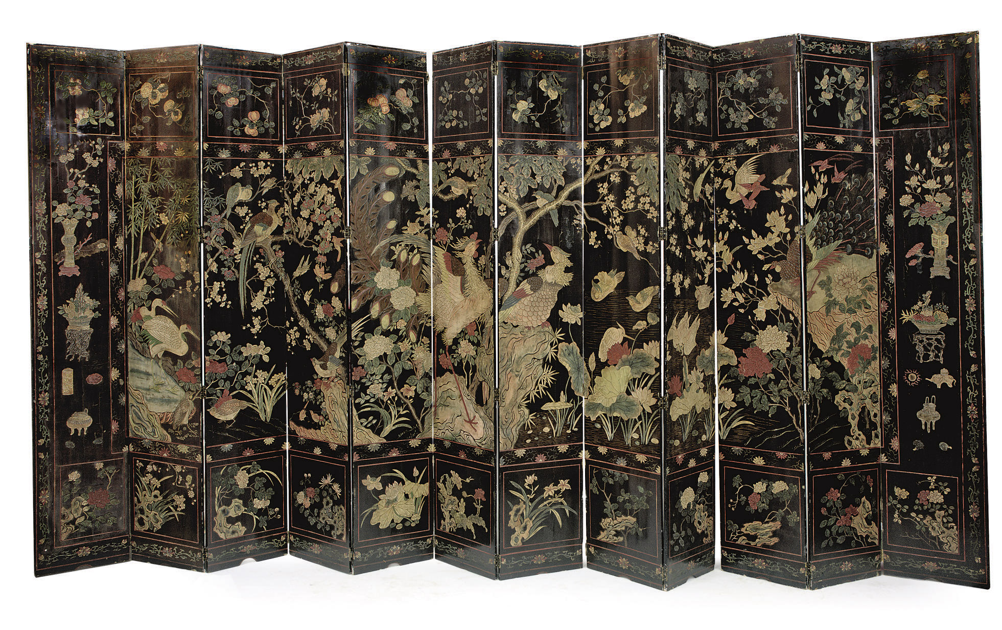 A Chinese twelvefold coromandel lacquer screen