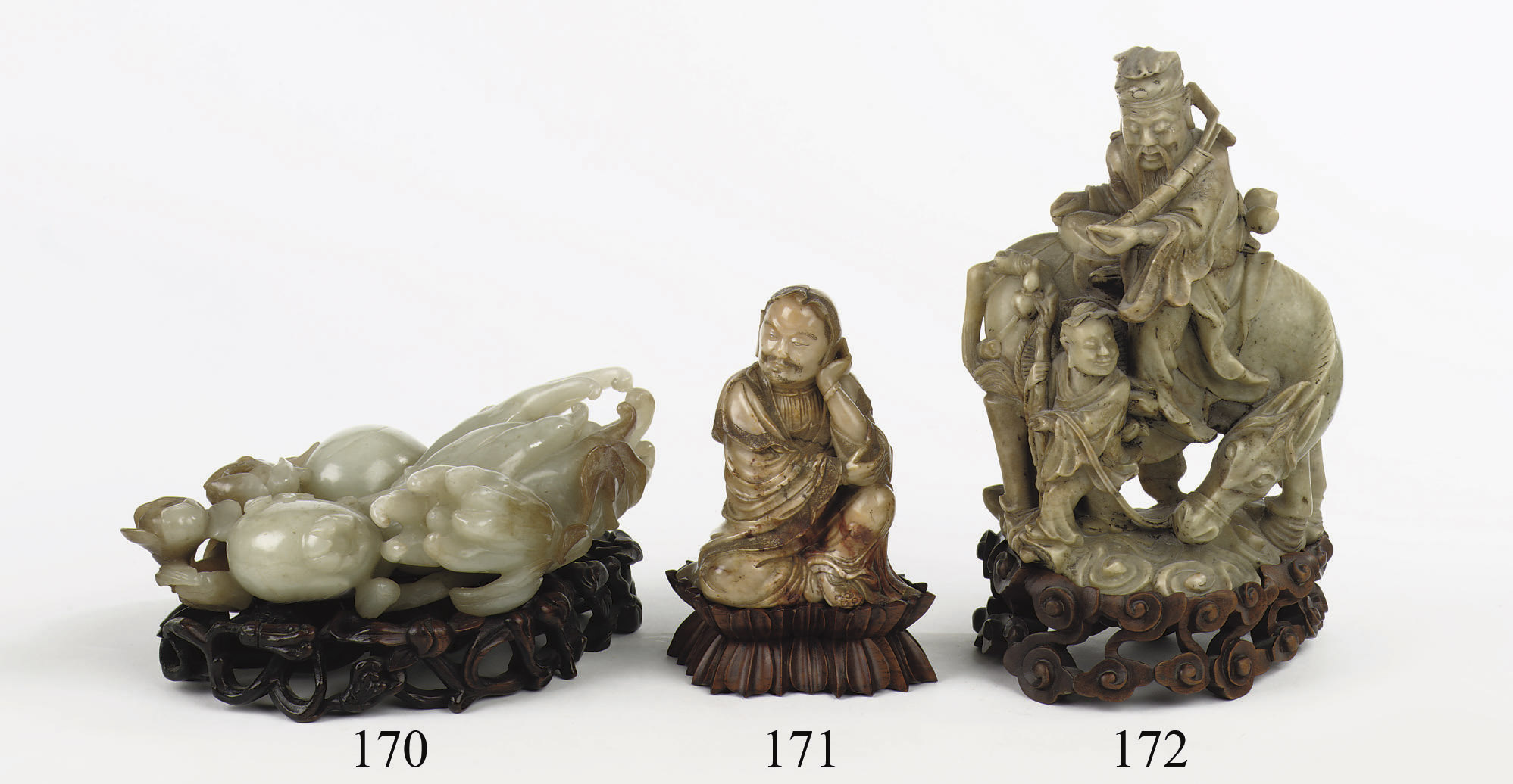 A Chinese soapstone carving of an equestrian figure , 19TH CENTURY