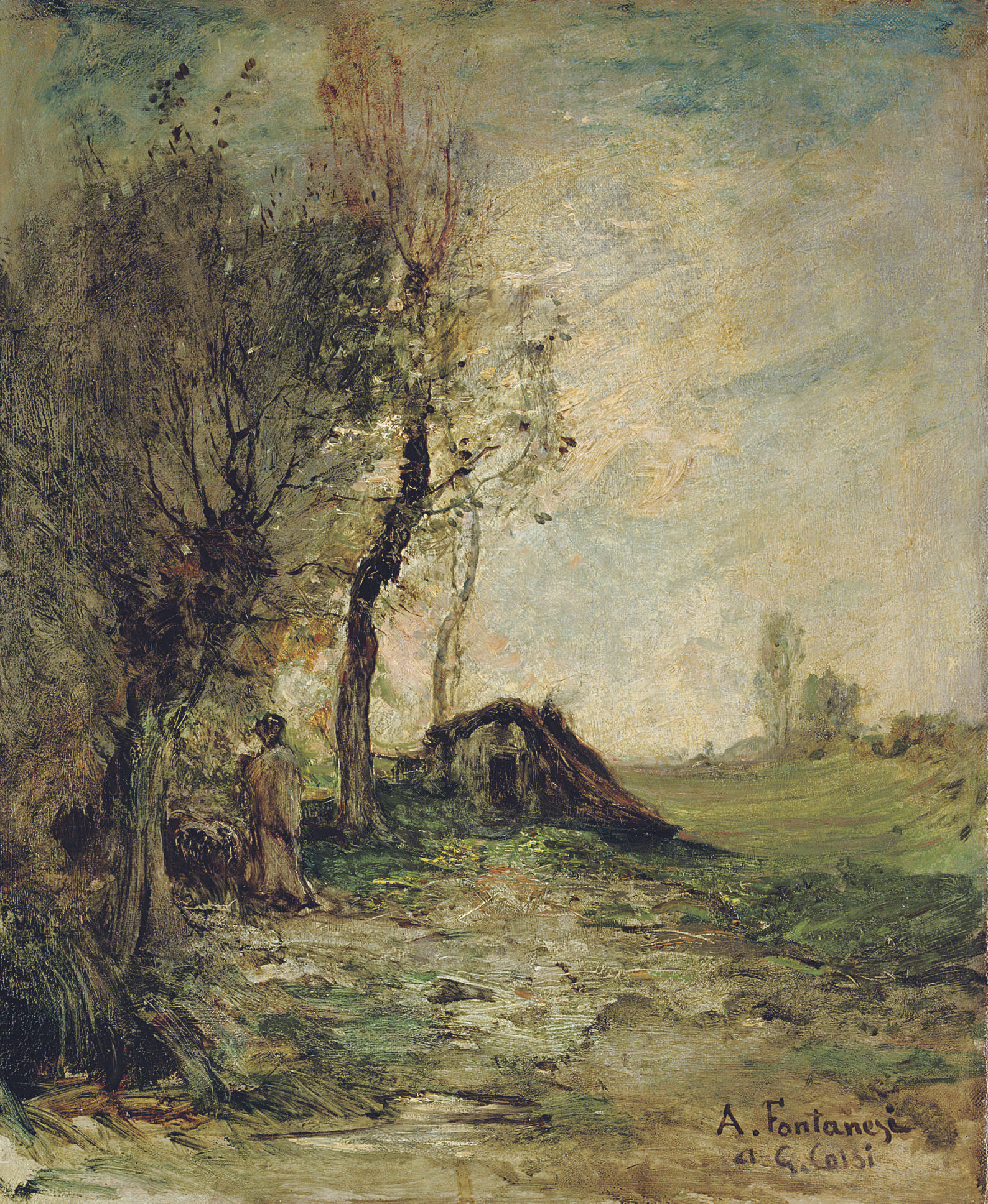 Antonio Fontanesi (Italian, 18181882) , Capanna A woodland hut